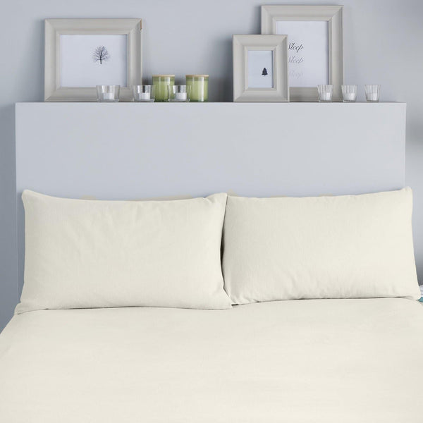 Cosy 100% Brushed Cotton Flannelette Pillowcases Cream -  - Ideal Textiles