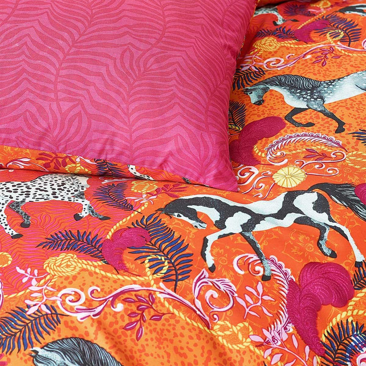 Vivid Andalucian Horses Orange Duvet Cover Set -  - Ideal Textiles