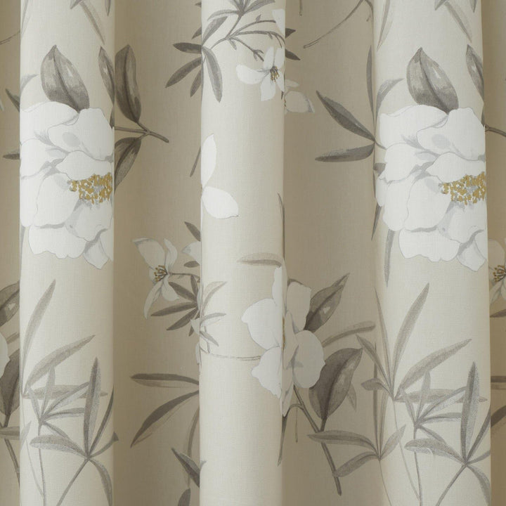 Eve Floral Lined Tape Top Curtains Natural -  - Ideal Textiles