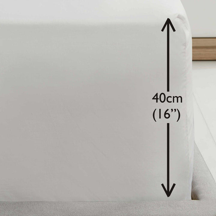 Plain Percale 38cm Extra Deep Fitted Sheets White -  - Ideal Textiles