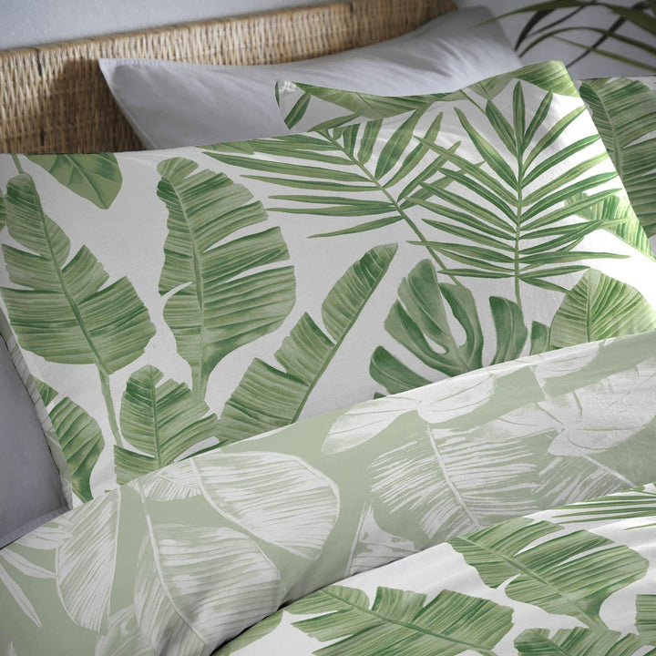 Tahiti Tropical Palm Leaf Green Duvet Cover Set -  - Ideal Textiles