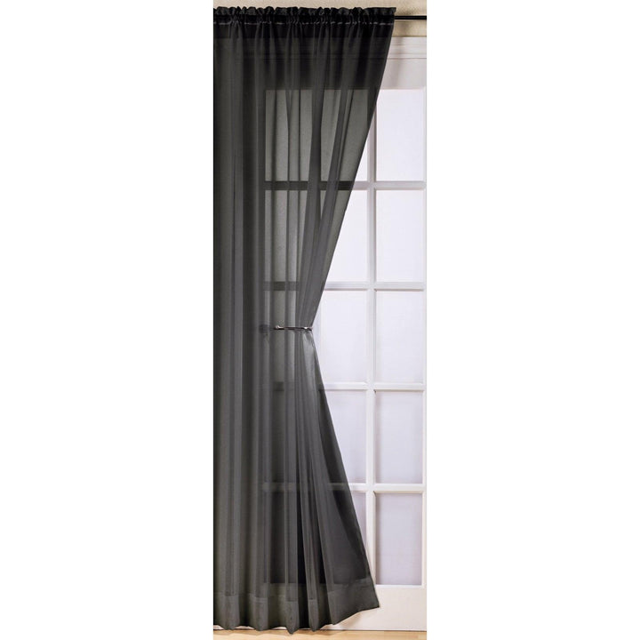 Trent Sheer Voile Curtain Panels Black -  - Ideal Textiles