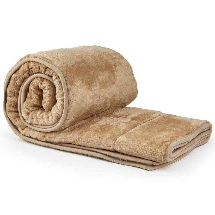 Super Soft Sherpa Fleece 6.9kg Weighted Blanket Throw Taupe -  - Ideal Textiles