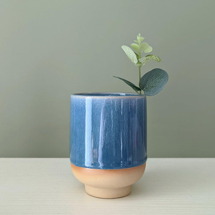 Santorini Blue Glaze Pot 11cm -  - Ideal Textiles