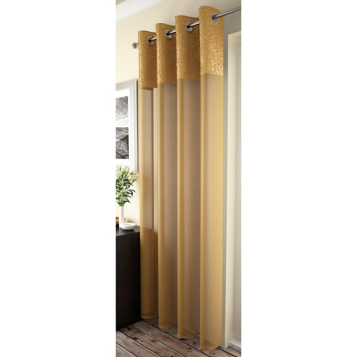 Madeira Eyelet Voile Curtain Panels Ochre -  - Ideal Textiles