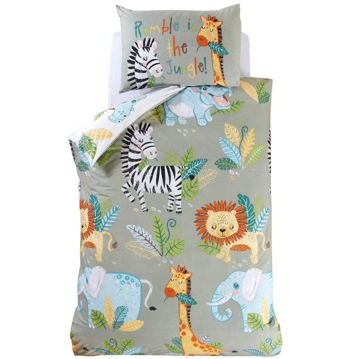 Rumble in the Jungle Reversible Green Duvet Cover Set -  - Ideal Textiles