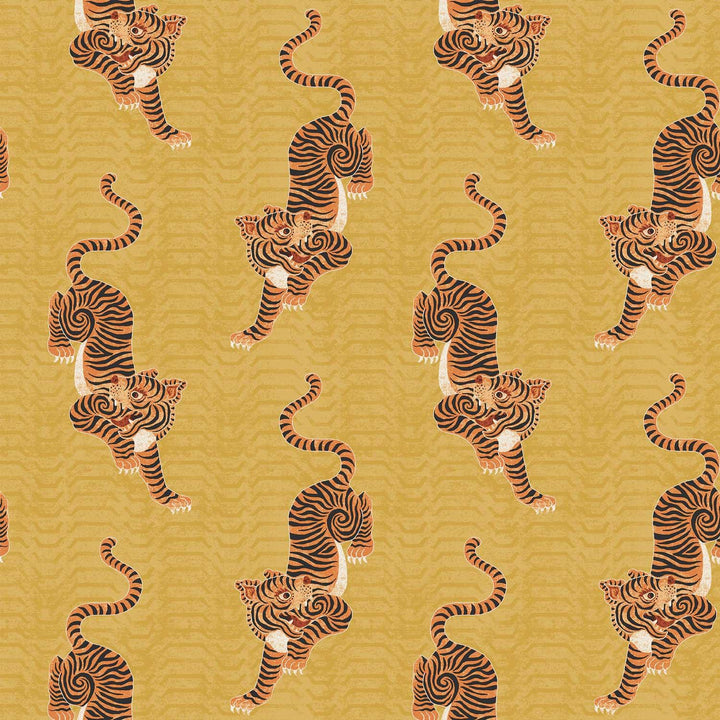 Tibetan Tiger Wallpaper Mustard - Ideal
