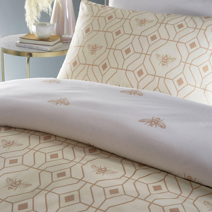 Bee Deco Geometric Champagne Duvet Cover Set - Ideal