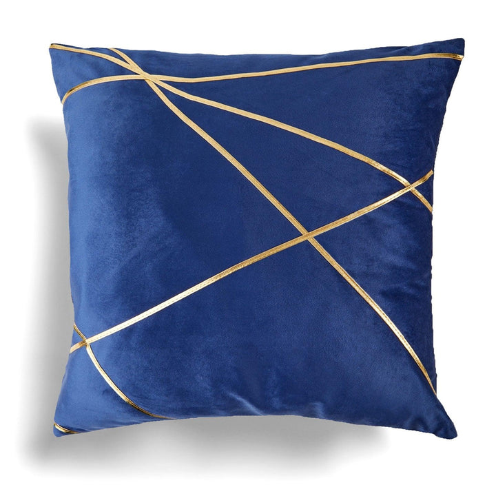 Vancouver Geometric Stitch Velvet Navy Cushion Covers 17'' x 17'' -  - Ideal Textiles