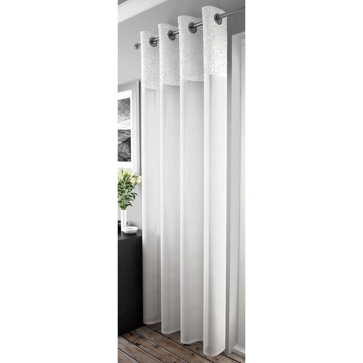 Madeira Eyelet Voile Curtain Panels White -  - Ideal Textiles
