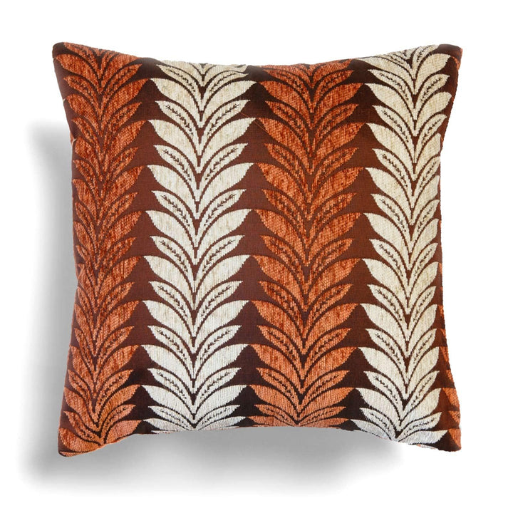 Willow Chenille Leaf Burnt Orange Cushion Covers 17'' x 17'' -  - Ideal Textiles