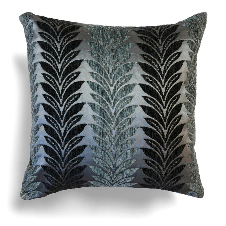 Willow Chenille Leaf Charcoal Cushion Covers 17'' x 17'' -  - Ideal Textiles