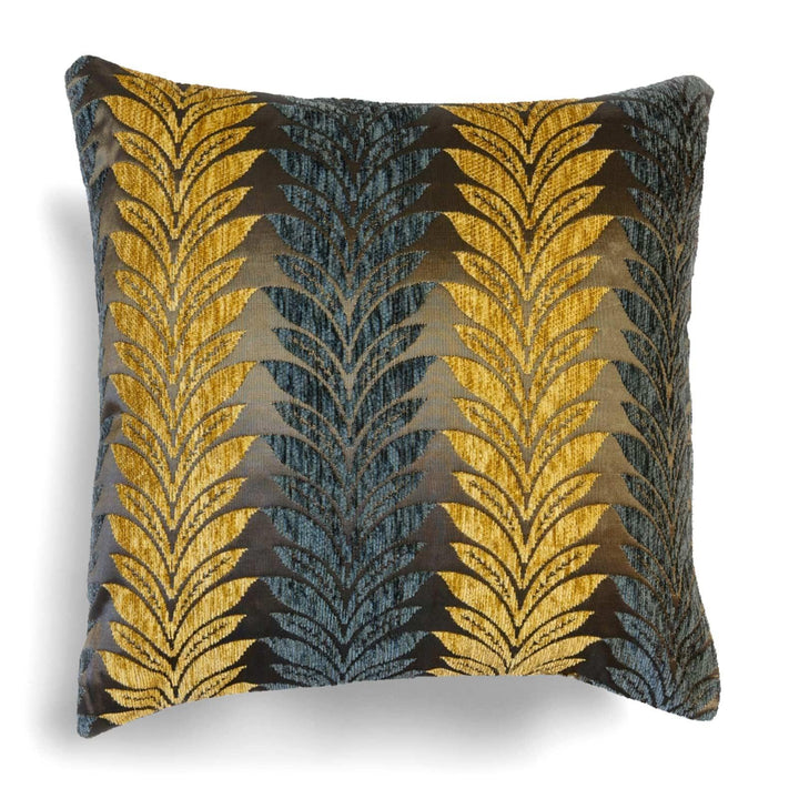 Willow Chenille Leaf Ochre Cushion Covers 17'' x 17'' -  - Ideal Textiles