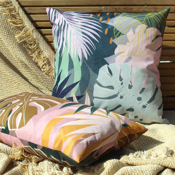 Leafy Palms Outdoor Blush Cushion Cover 12'' x 20'' -  - Ideal Textiles