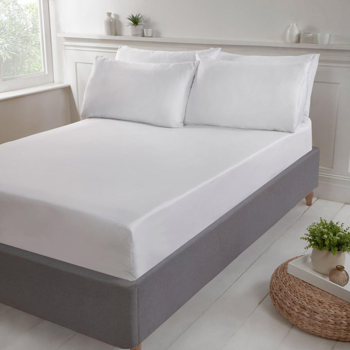 Eco Plain Dyed Cotton Blend White Pillowcases Pair -  - Ideal Textiles