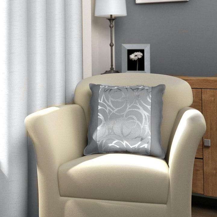 Skye Metallic Faux Silk Silver Cushion Cover 18" x 18" -  - Ideal Textiles