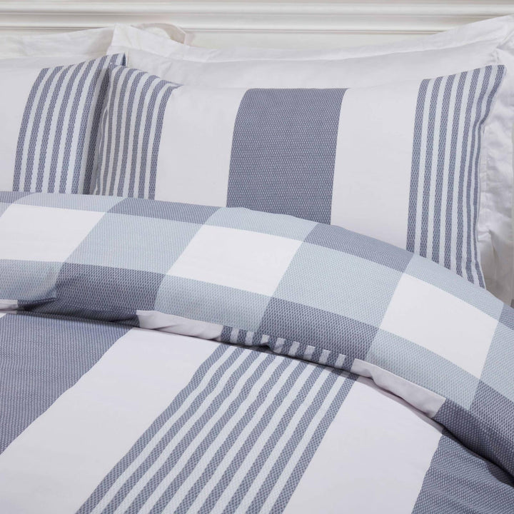 Chambray Stripe Eco Friendly Denim Duvet Cover Set -  - Ideal Textiles