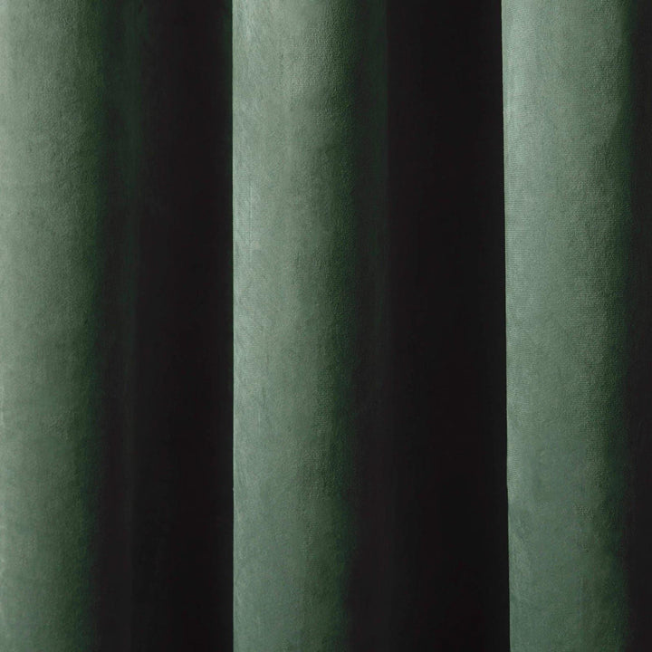 Montrose Velvet Blackout Eyelet Curtains Bottle Green - Ideal