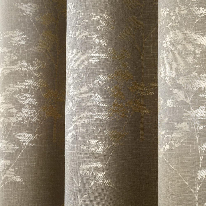 Elmwood Jacquard Lined Eyelet Curtains Stone -  - Ideal Textiles