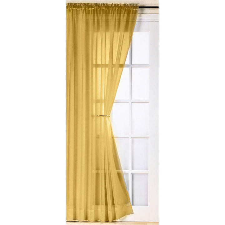 Trent Sheer Voile Curtain Panels Ochre -  - Ideal Textiles