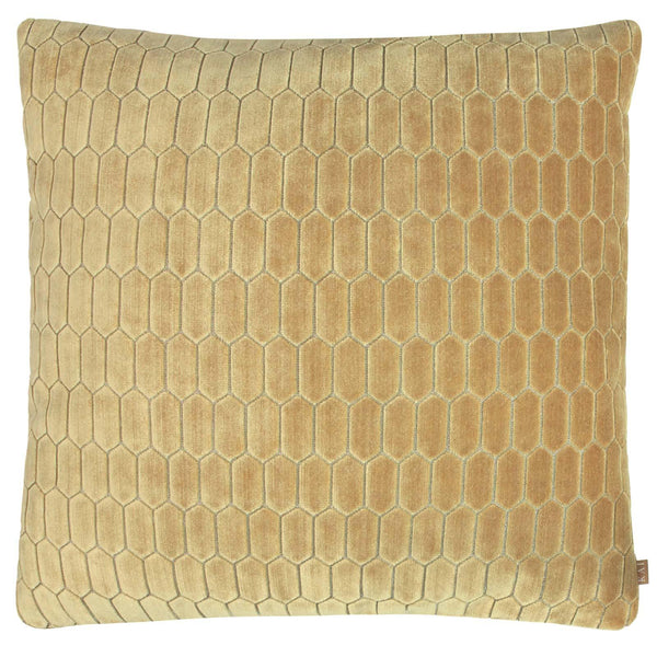 Rialta Geometric Velvet Ochre Cushion Cover 20'' x 20'' -  - Ideal Textiles