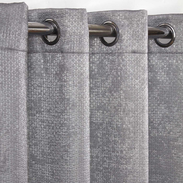 Ambiance Embossed Thermal Blackout Eyelet Curtains Charcoal -  - Ideal Textiles