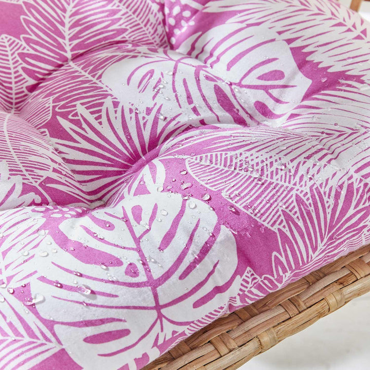 Tropical Leaves Water Resistant Seat Pads Pink -  - Ideal Textiles