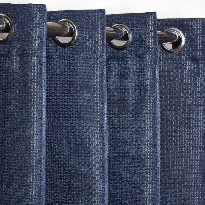 Ambiance Embossed Thermal Blackout Eyelet Curtains Navy -  - Ideal Textiles