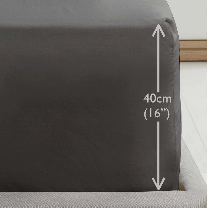 Plain Percale 38cm Extra Deep Fitted Sheets Charcoal -  - Ideal Textiles