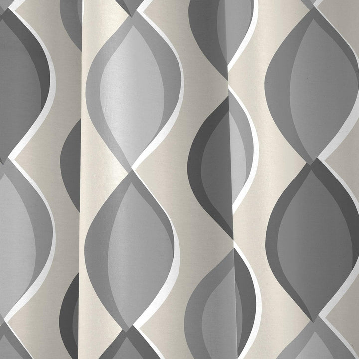 Lennox Geometric Lined Eyelet Curtains Grey -  - Ideal Textiles
