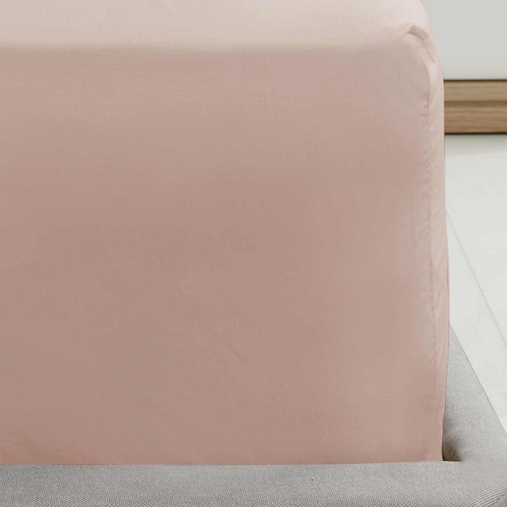 Plain Percale 38cm Extra Deep Fitted Sheets Blush Pink -  - Ideal Textiles