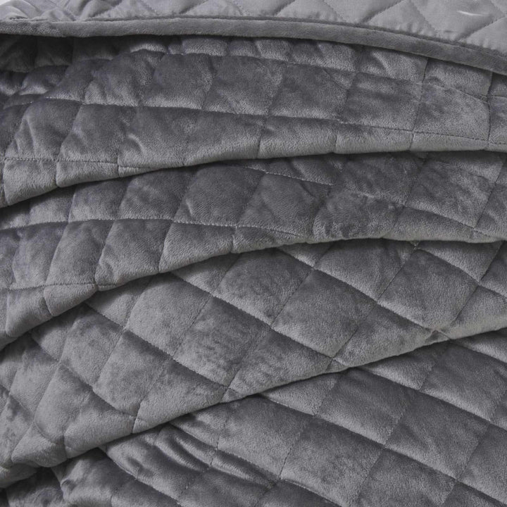 Regent Diamond Stitch Velvet Quilted Silver Bedspread -  - Ideal Textiles