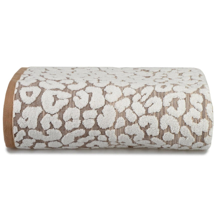Leopard Jacquard Luxury Cotton Towel Natural - Bath Sheet - Ideal Textiles
