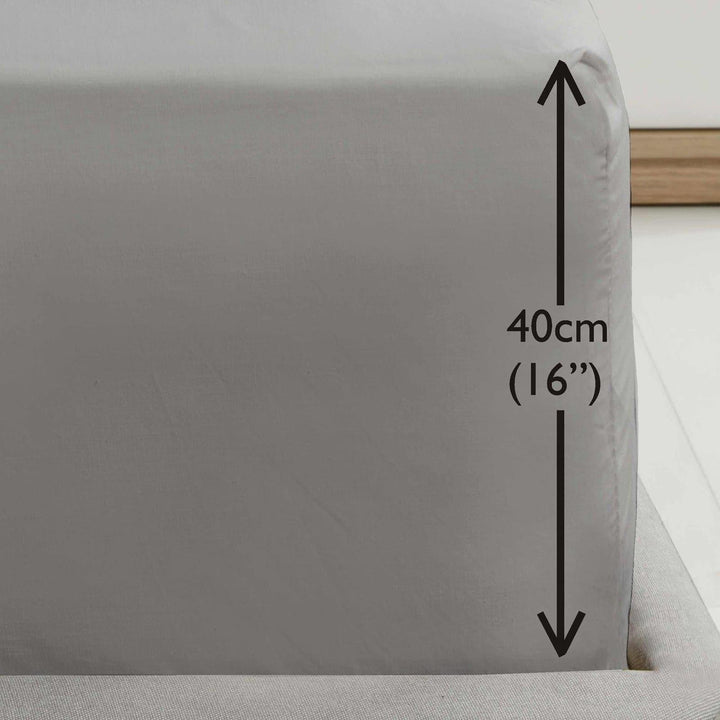 Plain Percale 38cm Extra Deep Fitted Sheets Grey -  - Ideal Textiles