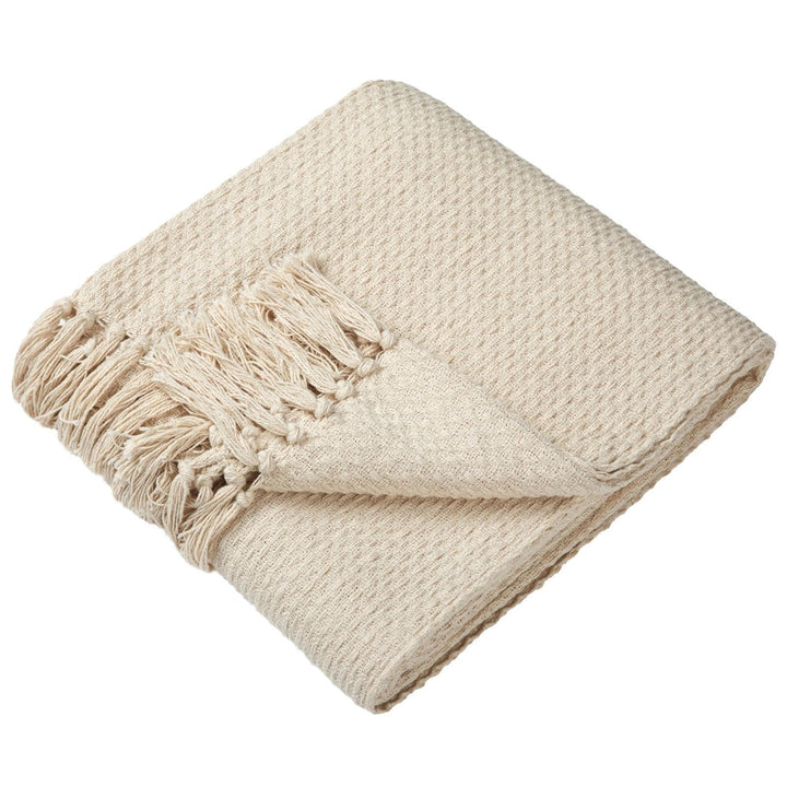 Hayden 100% Recycled Cotton Cream Throws -  - Ideal Textiles