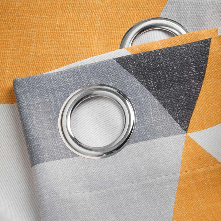 Malmo Geometric Thermal Blockout Eyelet Curtains Ochre -  - Ideal Textiles