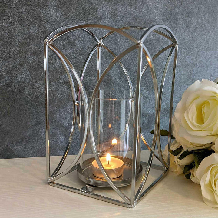 Ariana Small Silver Lantern Candle Holder -  - Ideal Textiles