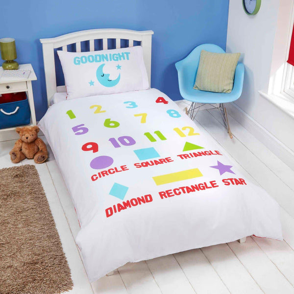 Bedtime Learning Reversible Red Kids Duvet Cover Set -  - Ideal Textiles