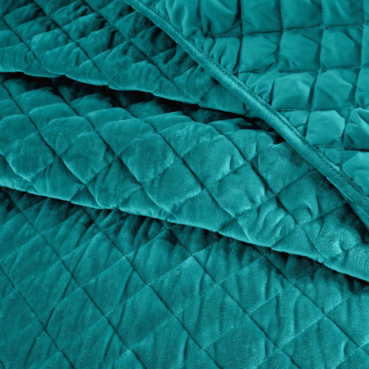 Regent Diamond Stitch Velvet Quilted Emerald Green Bedspread -  - Ideal Textiles