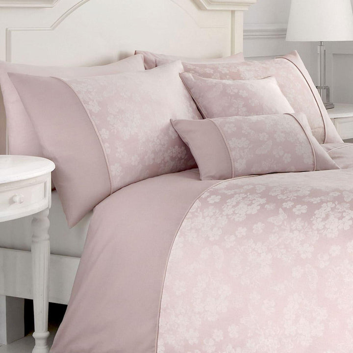 Blossom Floral Jacquard Blush Pink Duvet Cover Set -  - Ideal Textiles