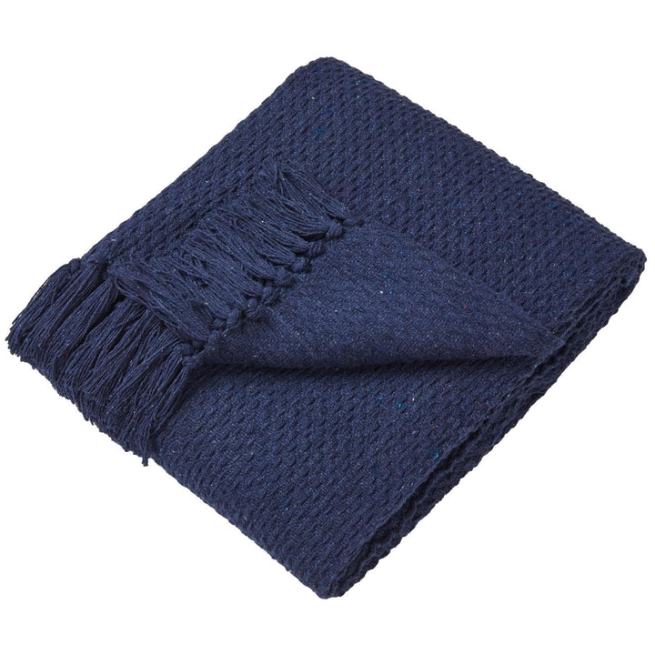 Hayden 100% Recycled Cotton Navy Throws -  - Ideal Textiles