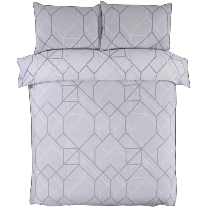 Network Linear Geometric Grey Duvet Cover Set -  - Ideal Textiles