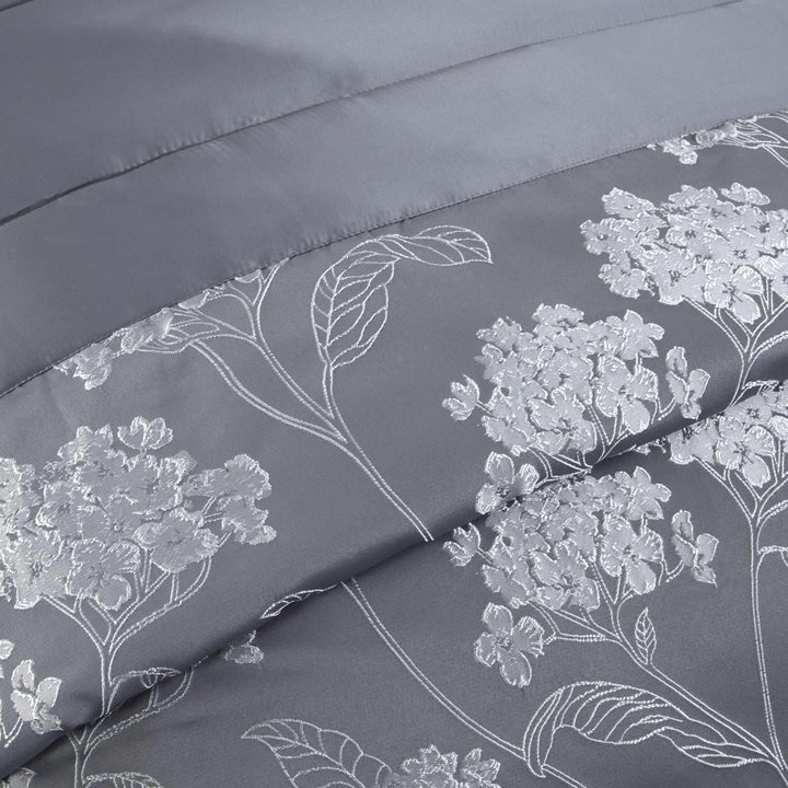 Blossom Floral Jacquard Quilted Bedspread Silver - Ideal