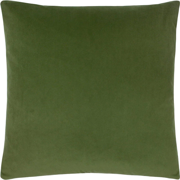 Sunningdale Plain Velvet Olive Filled Cushions 20'' x 20'' - Polyester Pad - Ideal Textiles