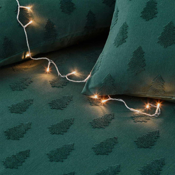 Tufted Tree 100% Cotton Pine Green Christmas Duvet Cover Set -  - Ideal Textiles