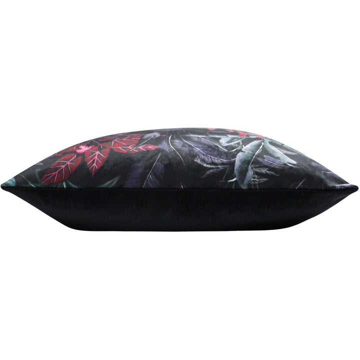 Zinara Leaves Black Velvet Square Filled Cushions -  - Ideal Textiles