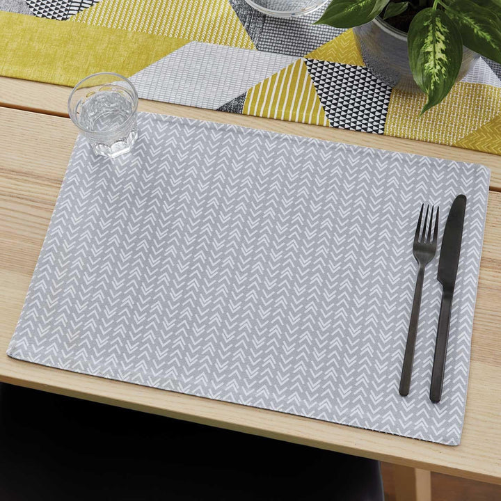 Larsson Geo Pack of 2 Wipeable Placemats Ochre -  - Ideal Textiles