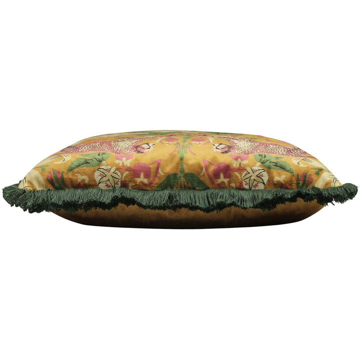 Bexley Tropical Fringed Mustard Cushion Cover 20'' x 20'' -  - Ideal Textiles
