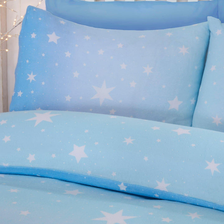 Starburst 100% Brushed Cotton Flannelette Ice Duvet Cover Set -  - Ideal Textiles