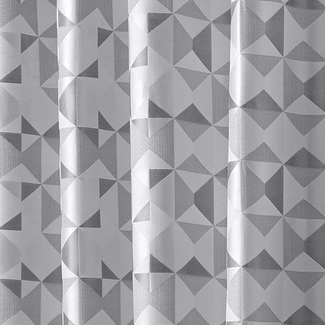 Skandi Geometric Jacquard Lined Tape Top Curtains Silver Tape Top Curtains Alan Symonds   